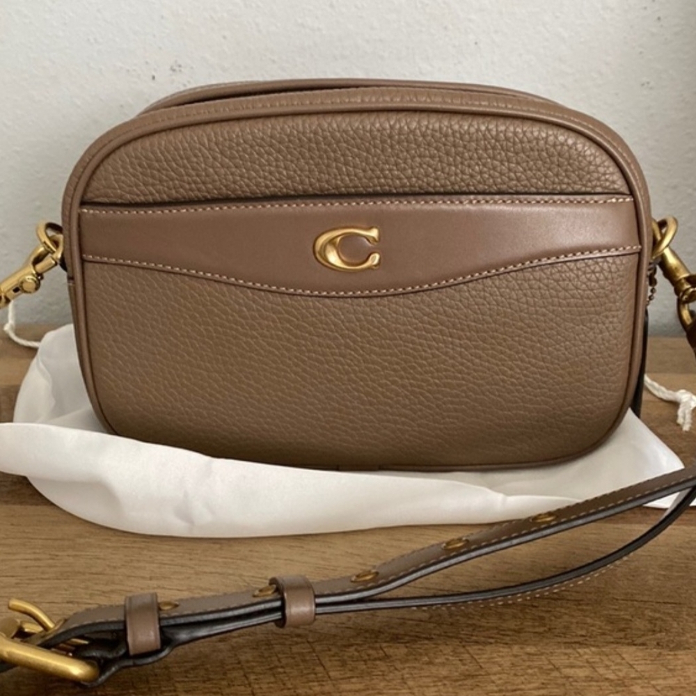 Coach Brown Leather Crossbody Bag with Gold Accents